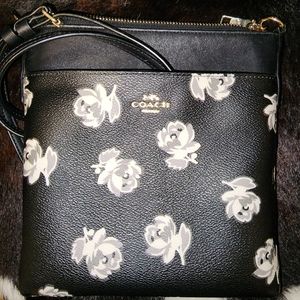 COACH black w/flowers purse+wallet